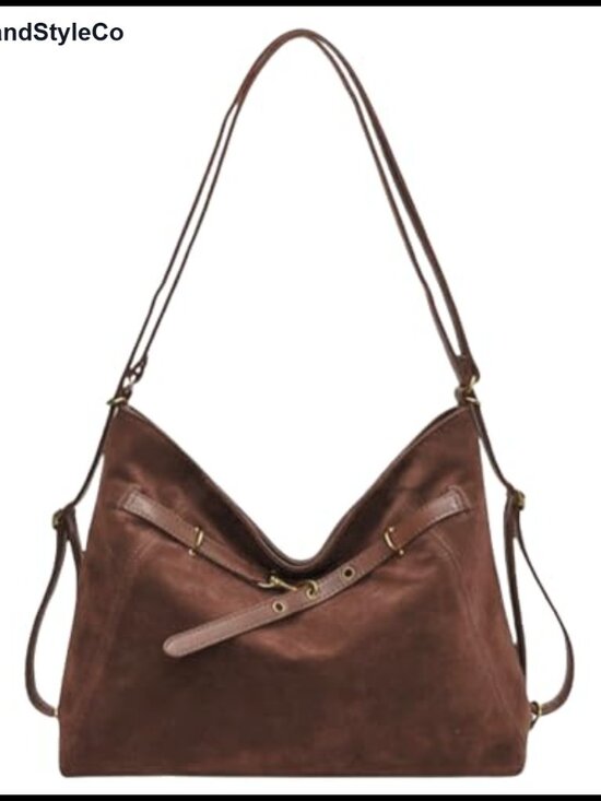 Handbags - Faux Suede Hobo Bag Crossbody Shoulder Purse Large Satchel Tote Women